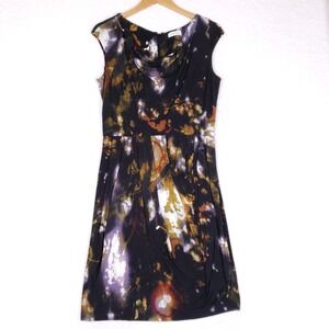 Calvin Klein Dress Cowl Neck Sleeveless Size 8 Abstract Black Retro Vibes